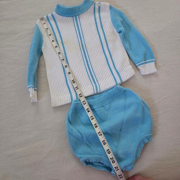 Vintage Blue Knit Matching Set 18 months - Picture 5 of 6